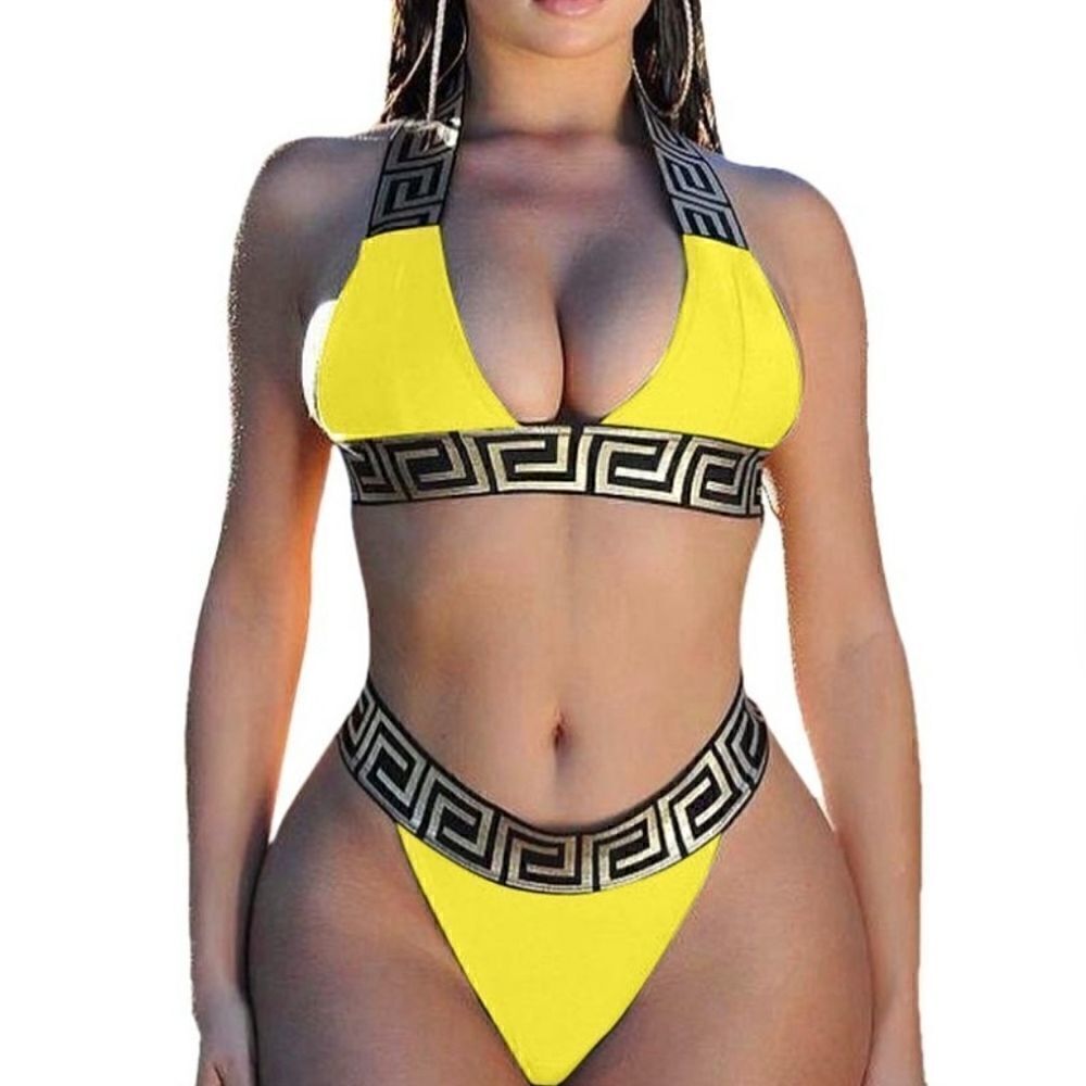 Sexy Yellow Printed 2pc Bikini sz XL